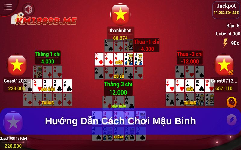 Một ván đấu Mậu Binh sẽ bao gồm 3 giai đoạn