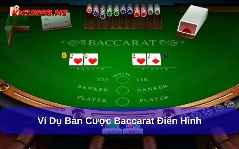 Baccarat - Game Bài Đếm Lá Cực Hấp Dẫn Tại KM1888B Ví dụ về một bàn cược baccarat